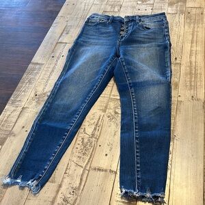 KanCan Distressed Ankle Jeans in Deep Blue
